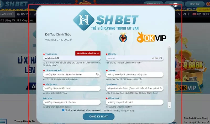 Hướng Dẫn Đăng Ký SHBET Thành Công Chỉ Với 3 Bước 2 Bước 3: Điền đầy đủ thông tin vào biểu mẫu đăng ký